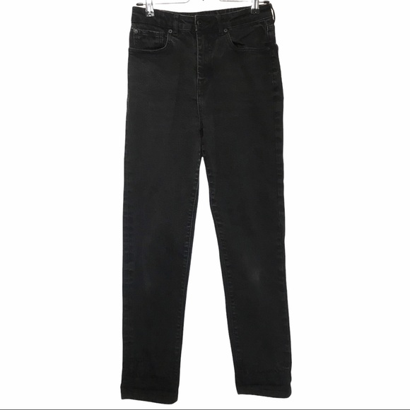 FRANK & OAK HIGH WAISTED WASHED BLACK STEVIE TAPERED JEANS - 27 - Picture 1 of 10